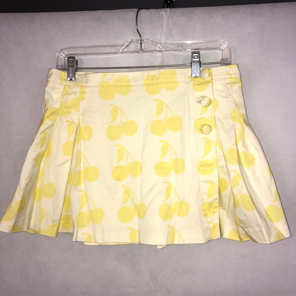 Luella Dresses & Skirts - Luella Yellow/White Cherry Print Pleated Skirt Size 7
